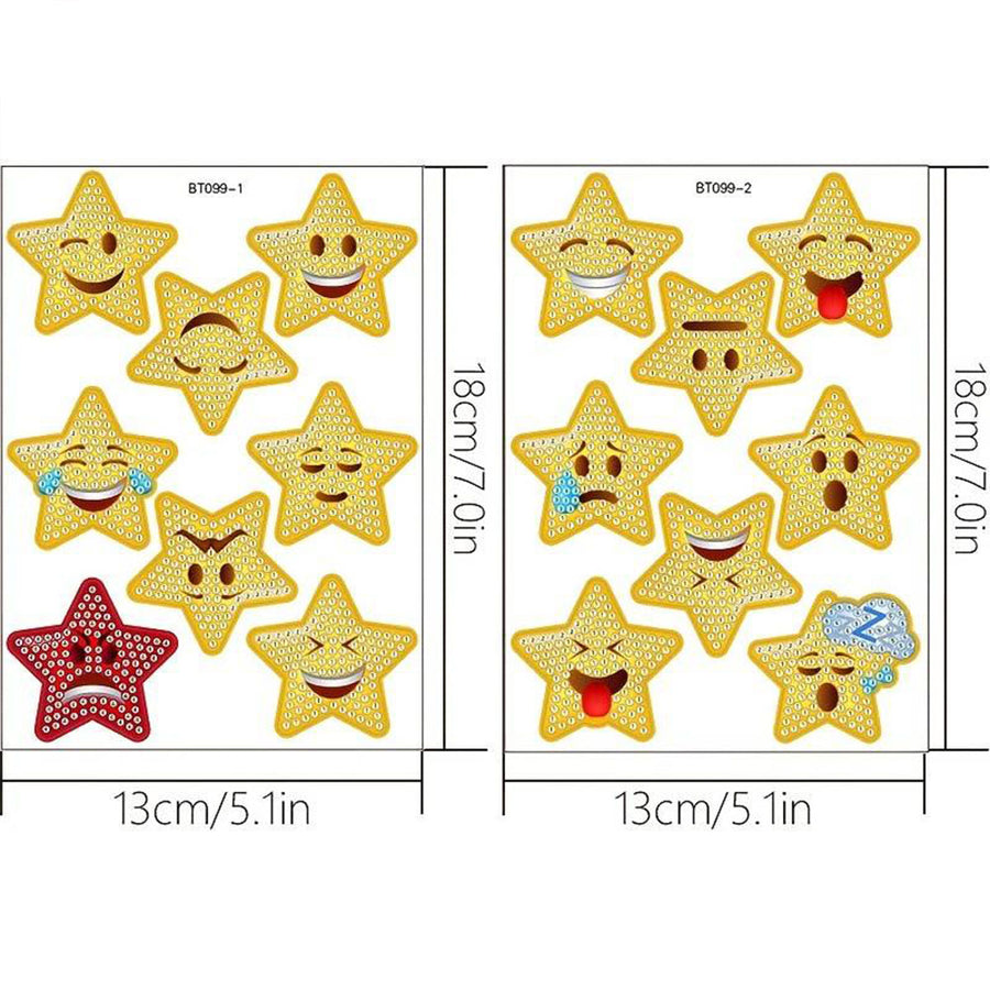 5D Diamond Painting 16 Sticker Emoji Sterne, Unique-Diamond