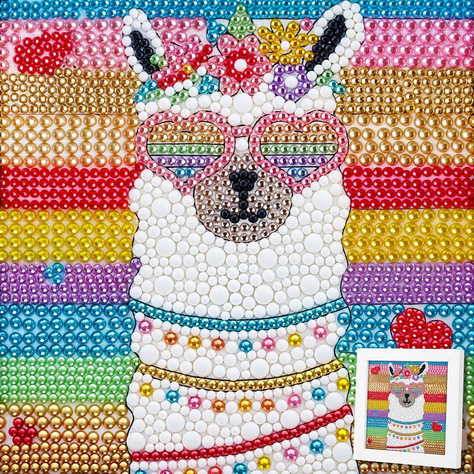 5D Diamond Painting Party-Alpaka Coco mit Strasssteinchen, Unique-Diamond