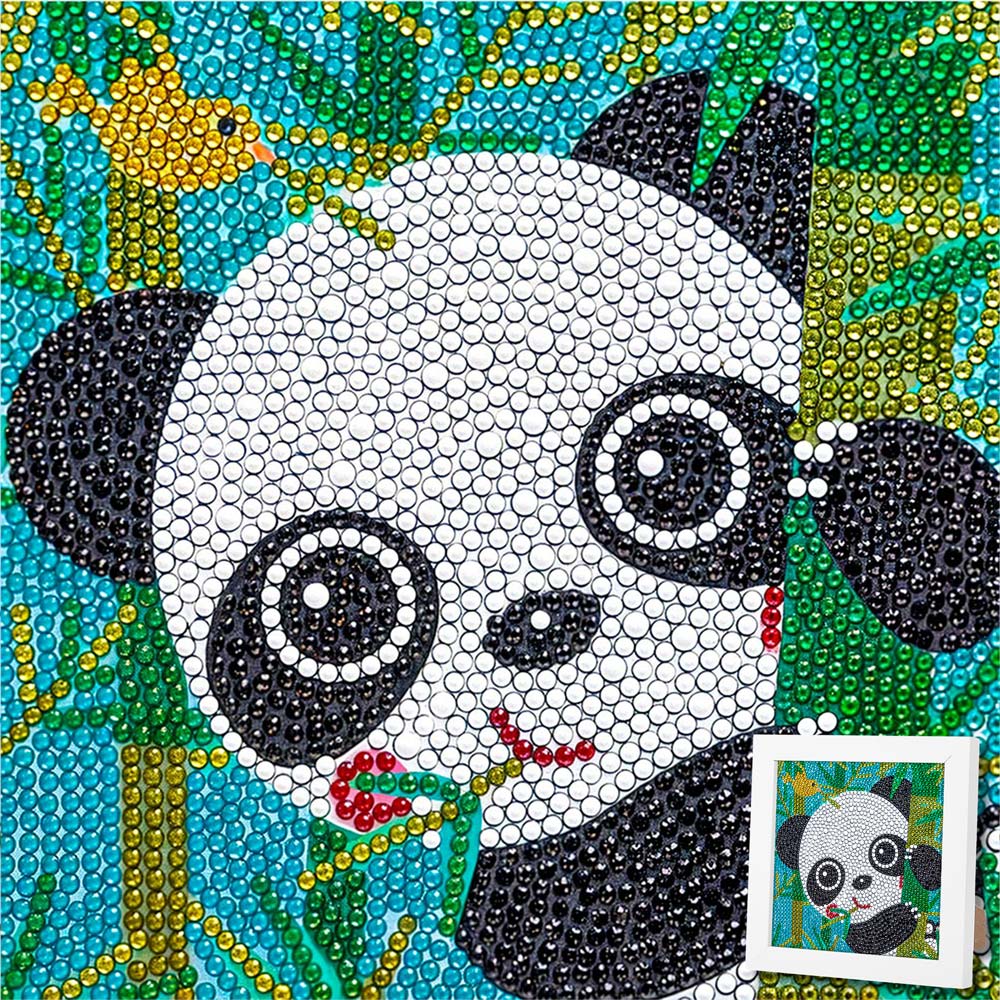 5D Diamond Painting Bambini der Bambus-Panda mit Strasssteinchen, Unique-Diamond