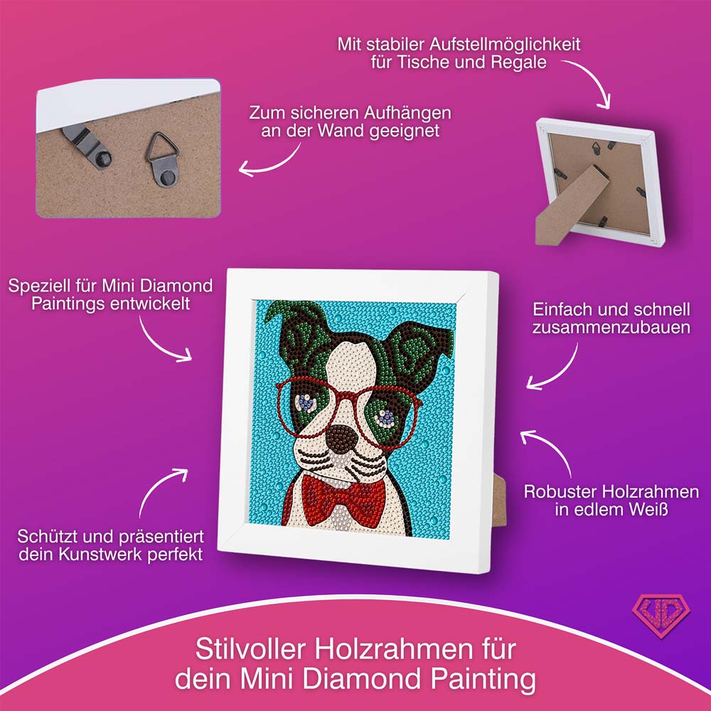 5D Diamond Painting Brillenhund Sir Henry mit Strasssteine, Unique-Diamond