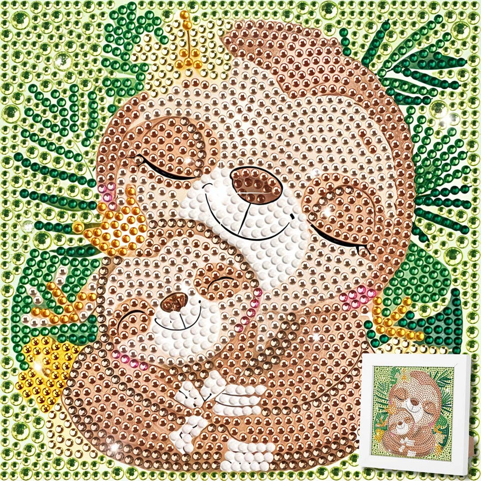 5D Diamond Painting Faultierliebe Mila & Momo mit Strasssteinchen, Unique-Diamond