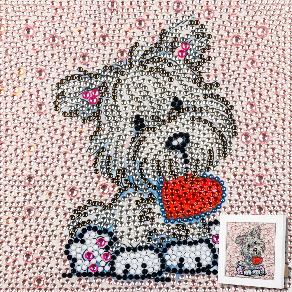 5D Diamond Painting Herz-Hündchen Benny Strasssteine, Unique-Diamond