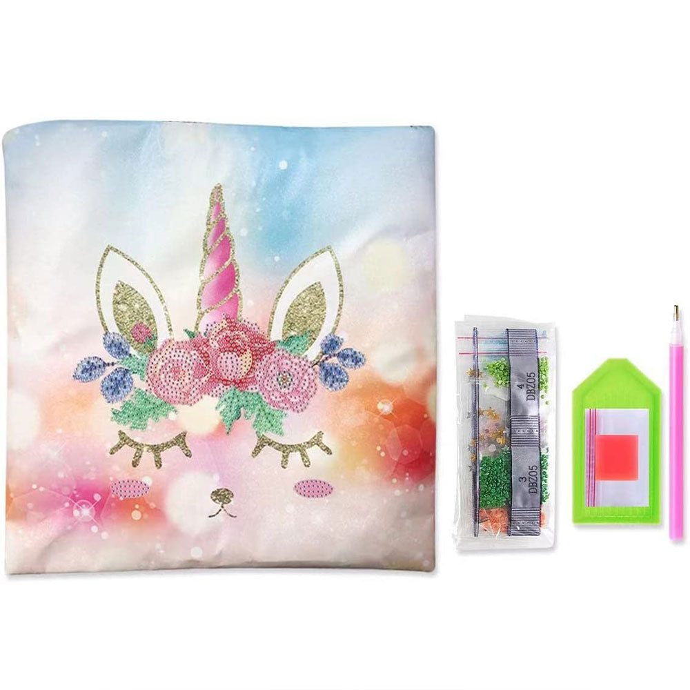 5D Diamond Painting Kissenbezug 30x30cm Einhorn, Unique-Diamond