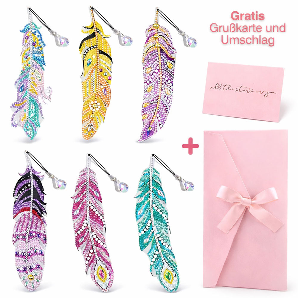 5D Diamond Painting Lesezeichen – Federzauber mit Geschenkset, Unique-Diamond