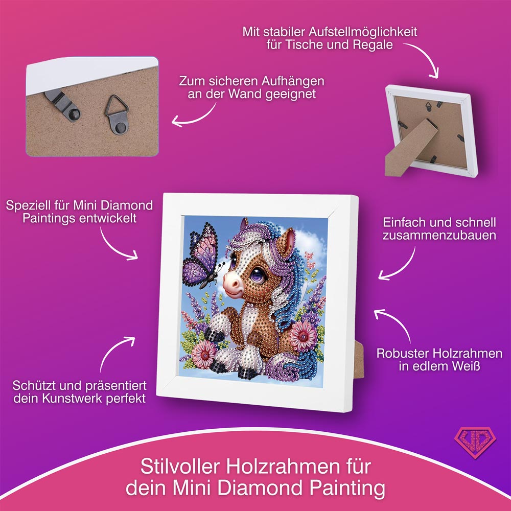 5D Diamond Painting Mini-Bild – Lavendelpony & Schmetterling