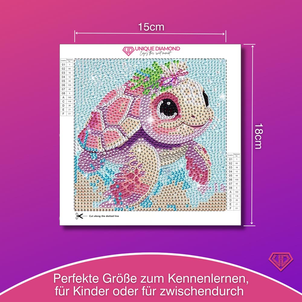 5D Diamond Painting Schildkröte mit Strasssteinchen, Unique-Diamond