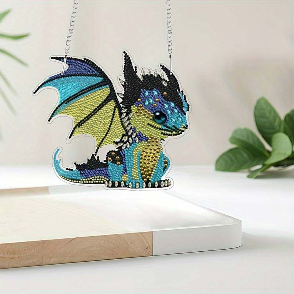 5D Diamond Painting Türanhänger Drache, Unique-Diamond