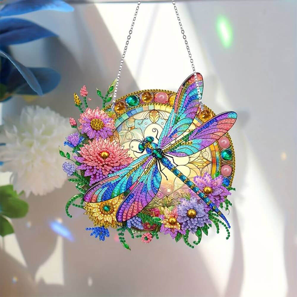 5D Diamond Painting Türanhänger Libelle, Unique-Diamond