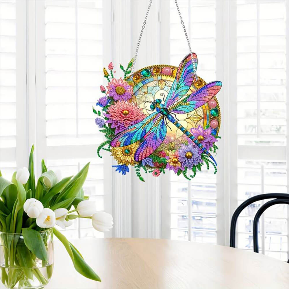 5D Diamond Painting Türanhänger Libelle, Unique-Diamond