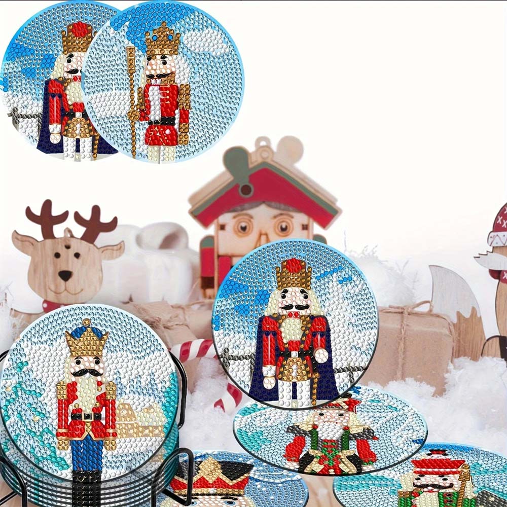 5D Diamond Painting Untersetzer – Weihnachtszauber mit Nussknacker, Unique-Diamond