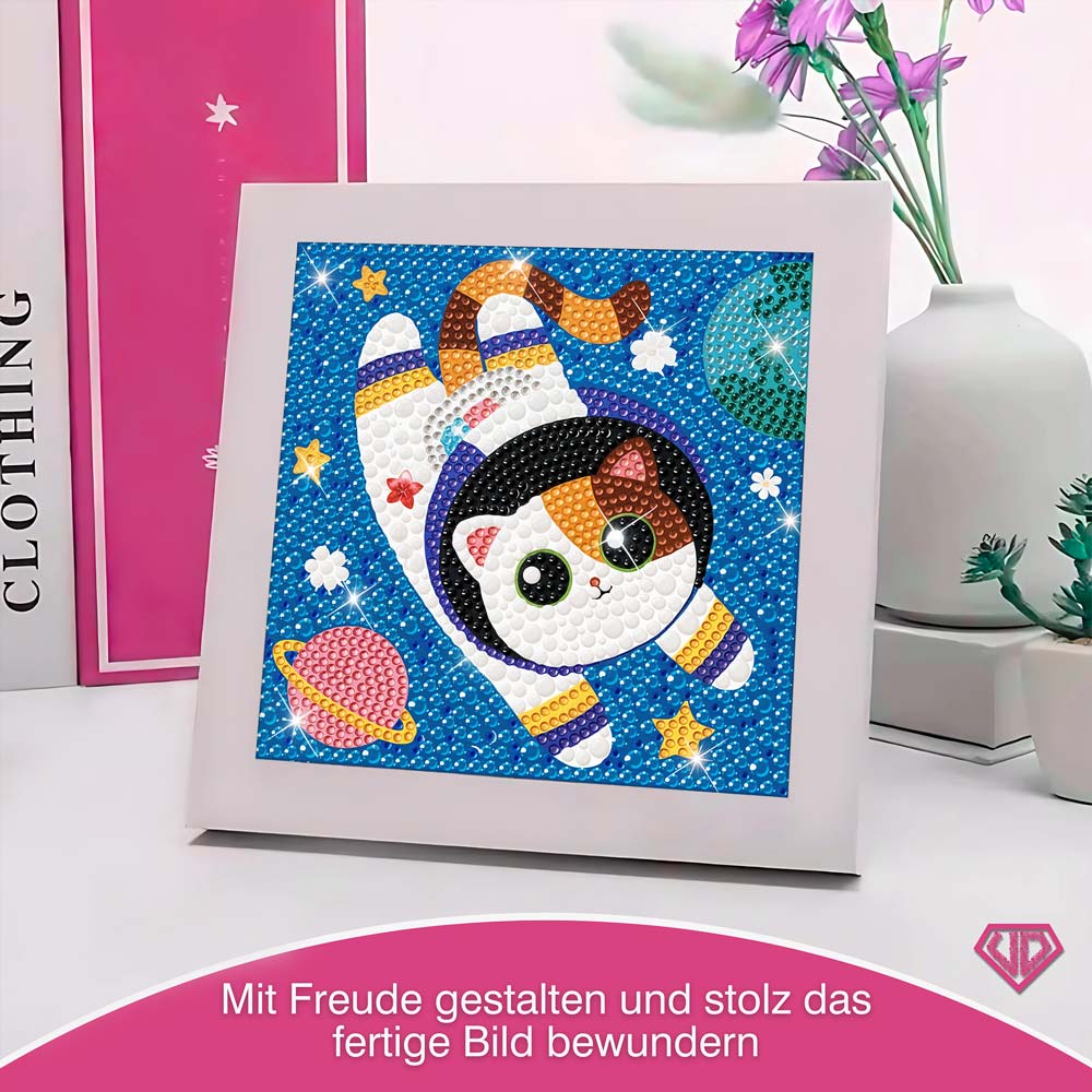 5D Diamond Painting Weltraumkatze mit Strasssteinchen, Unique-Diamond