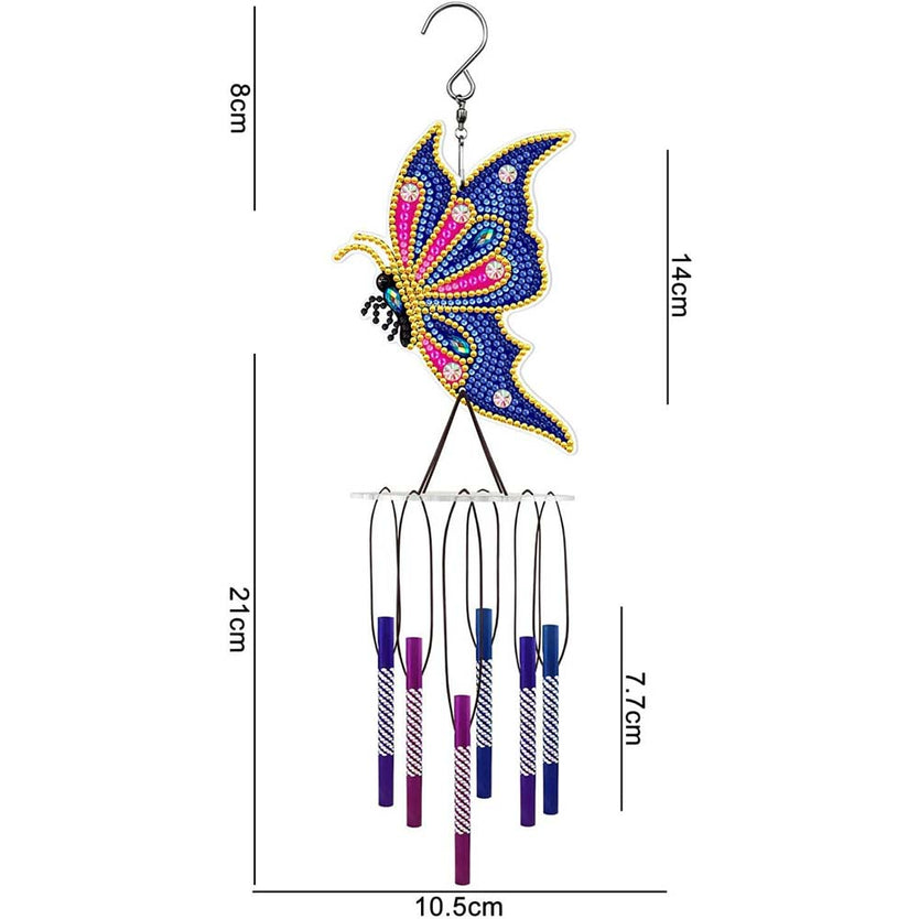 5D Diamond Painting Windspiel Schmetterling, Unique-Diamond