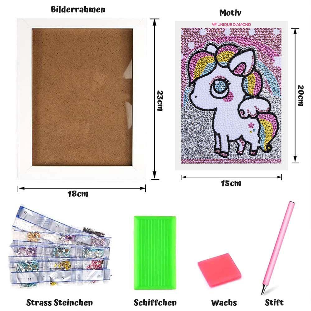 5D Diamond Painting Einhorn mit Strasssteinchen, Unique-Diamond