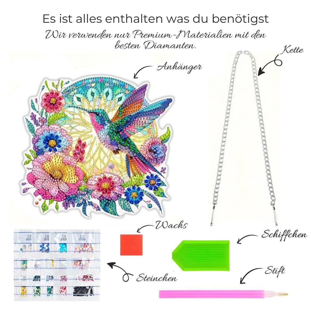 5D Diamond Painting Wandanhänger – Sonnenflug des Kolibris