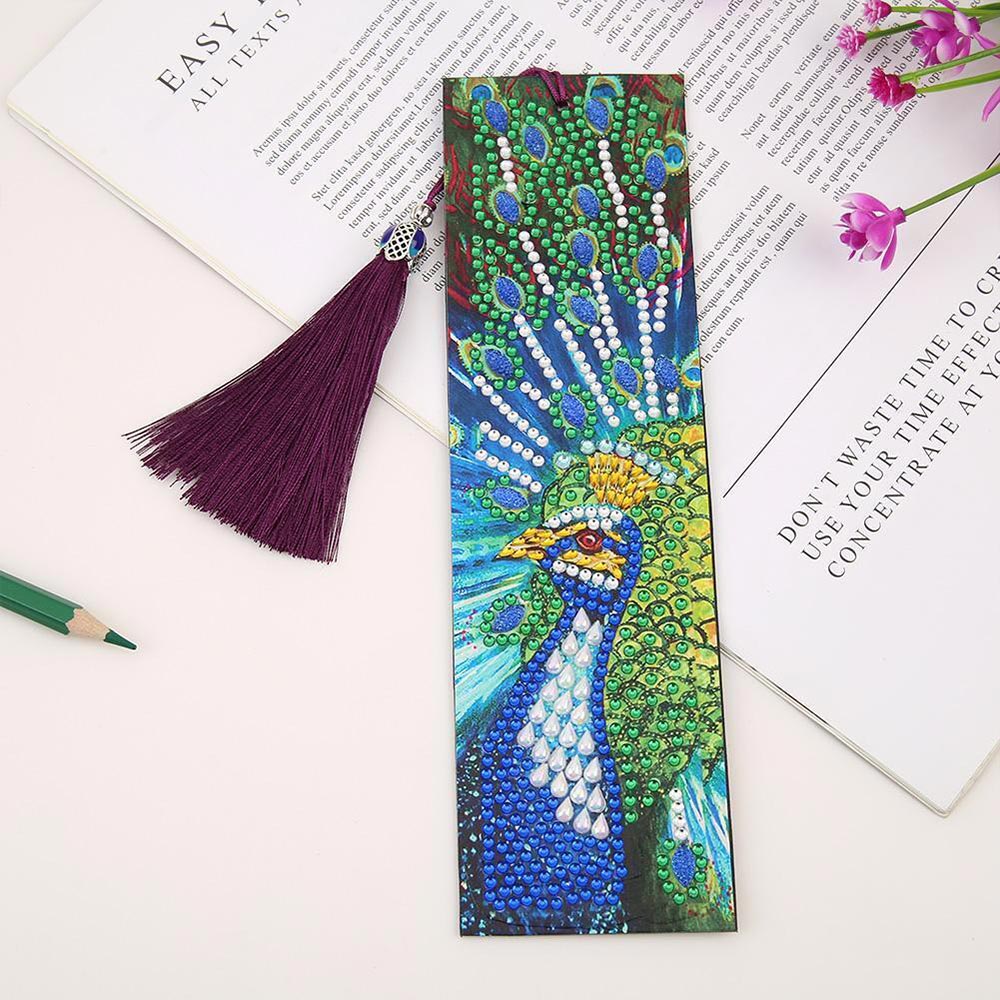 Diamond Painting Lesezeichen Pfau, Unique-Diamond