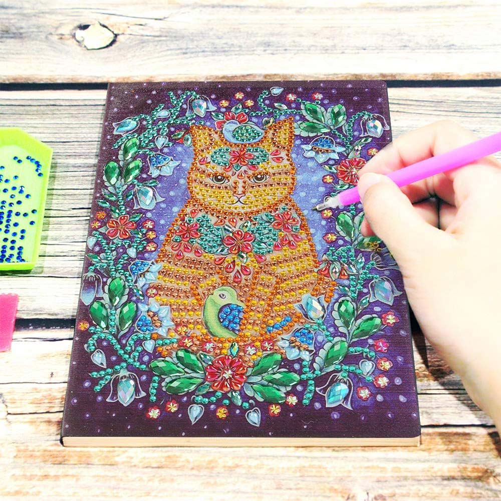 Diamond Painting Notizbuch Katze, Unique-Diamond