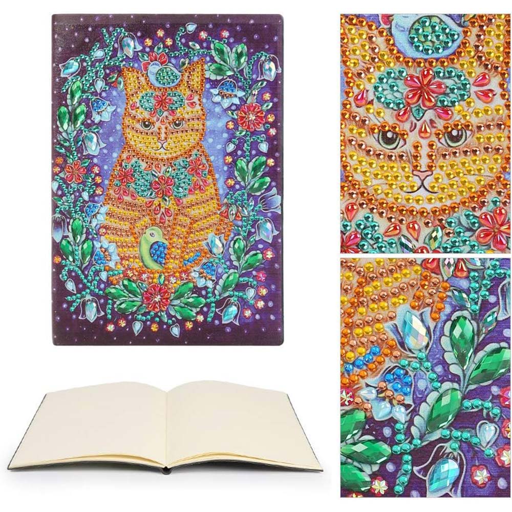 Diamond Painting Notizbuch Katze, Unique-Diamond