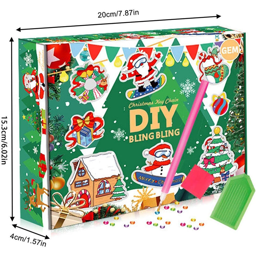 Diamond Painting Schlüsselanhänger Weihnachten 15 Stück, Unique-Diamond