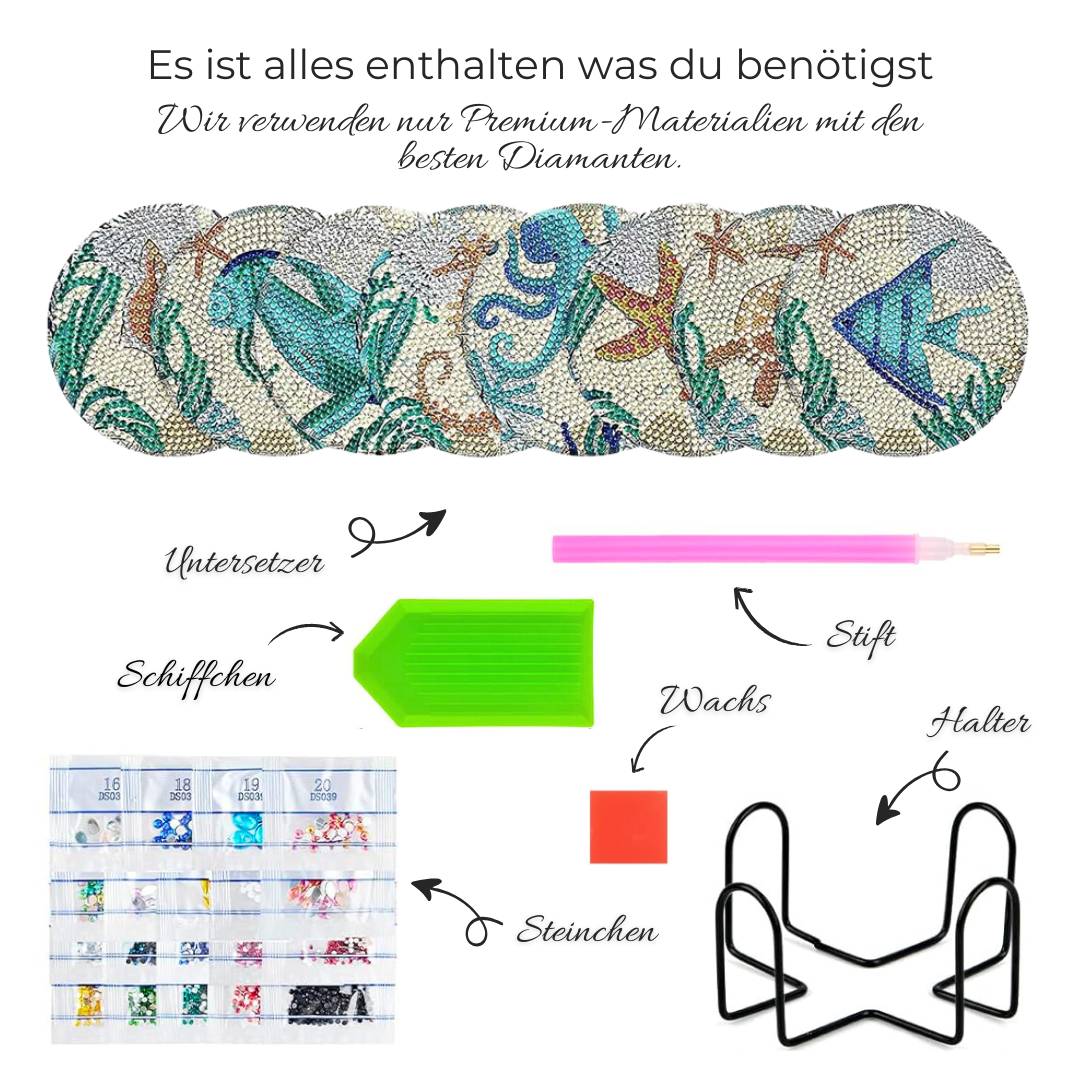 5D Diamond Painting Untersetzer Unterwasser, Unique-Diamond