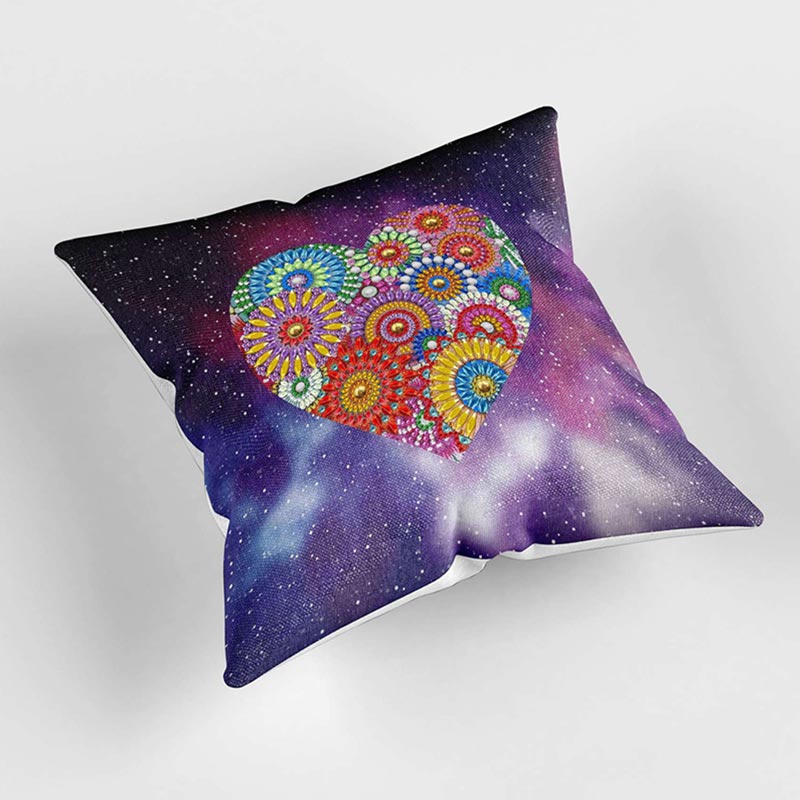 5D Diamond Painting Kissenbezug 30x30cm Mandala Herz - Unique-Diamond