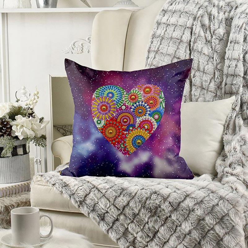 5D Diamond Painting Kissenbezug 30x30cm Mandala Herz - Unique-Diamond