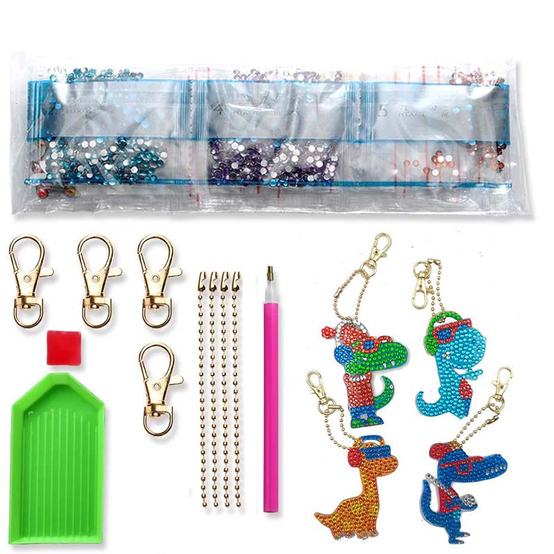 Diamond Painting Anhänger Coole Dinosaurier 4st Set - Unique-Diamond