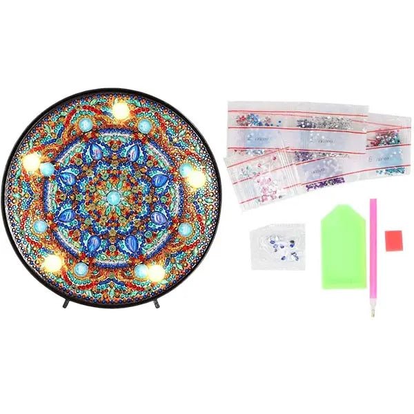 Diamond Painting LED Lampe Blauer Mandala Stern - Unique-Diamond