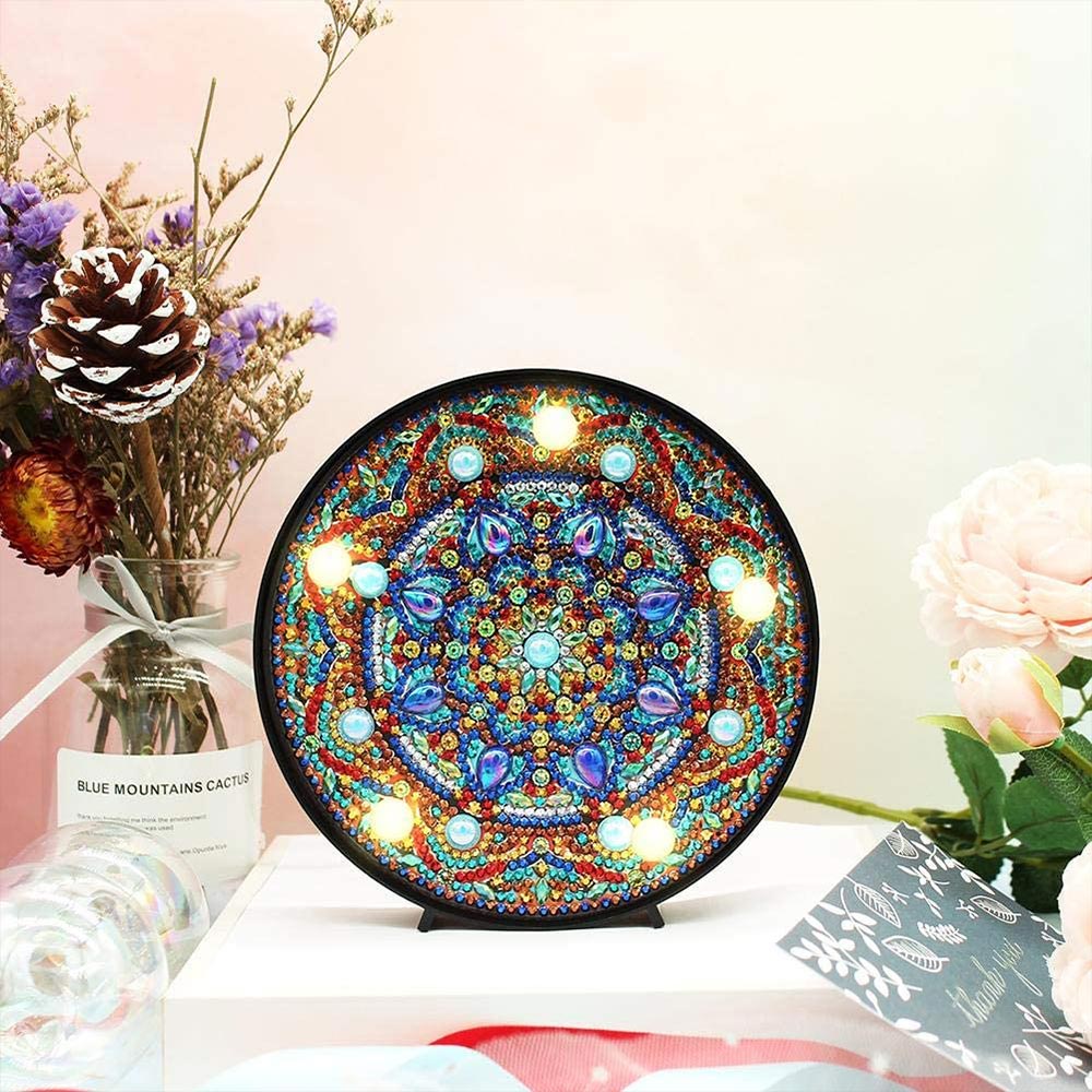 Diamond Painting LED Lampe Blauer Mandala Stern - Unique-Diamond