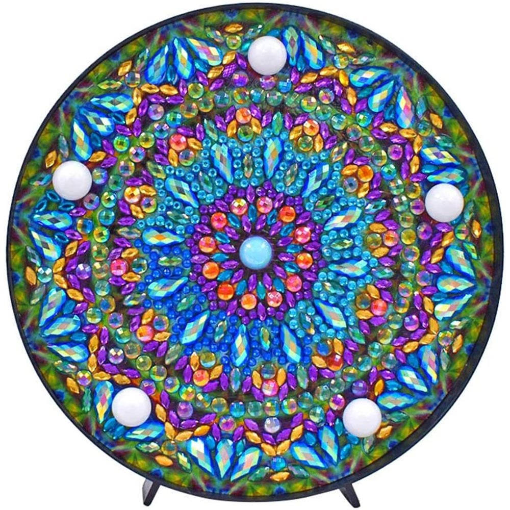 Diamond Painting LED Lampe Mandala Blau - Unique-Diamond