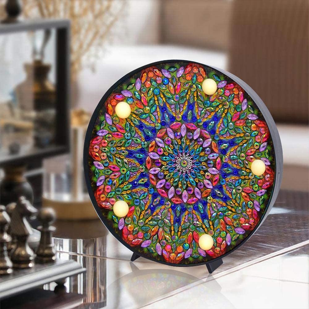 Diamond Painting LED Lampe Mandala Grün - Unique-Diamond