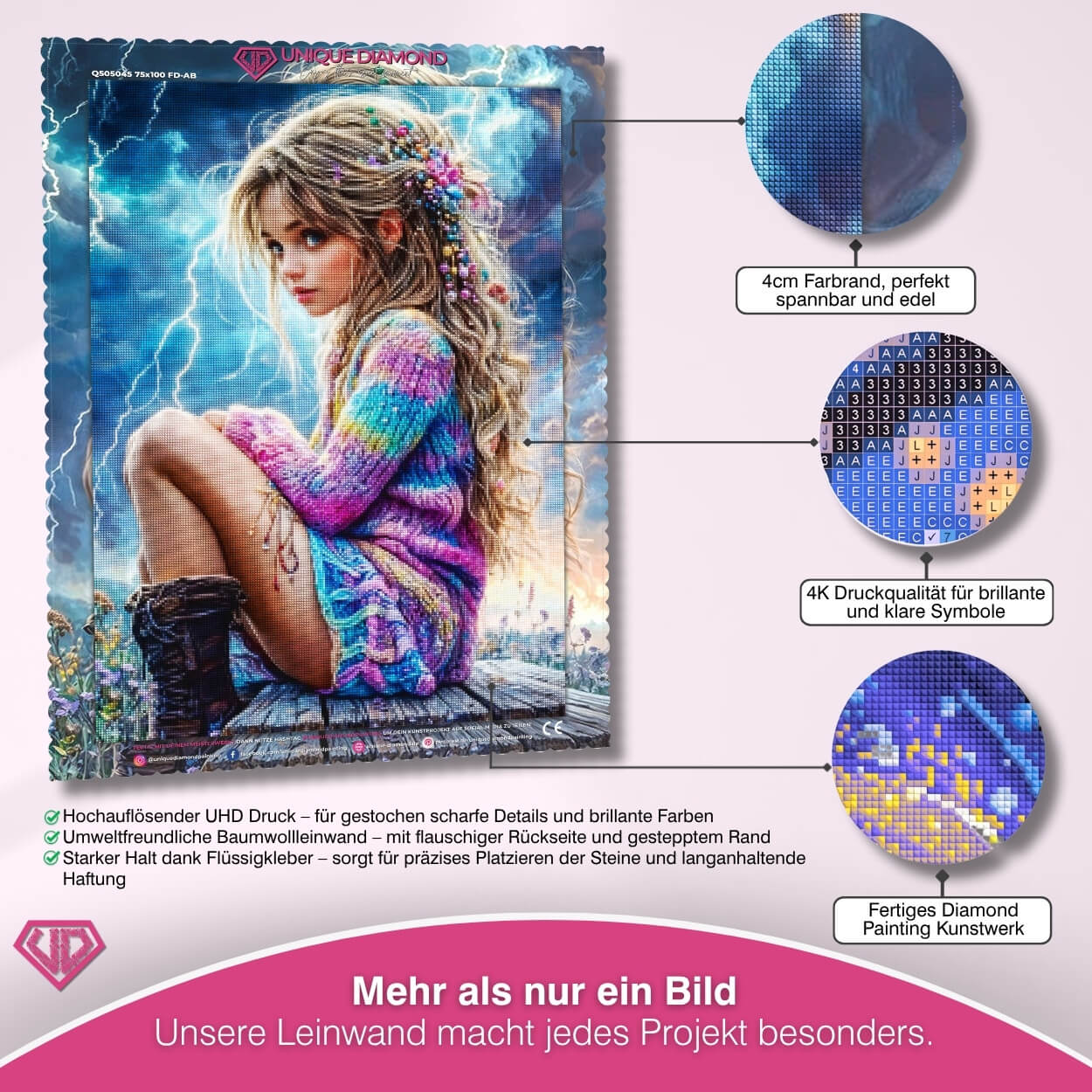 5D Diamond Painting – Medusenmagie und Regenbogenhaar Unique-Diamond