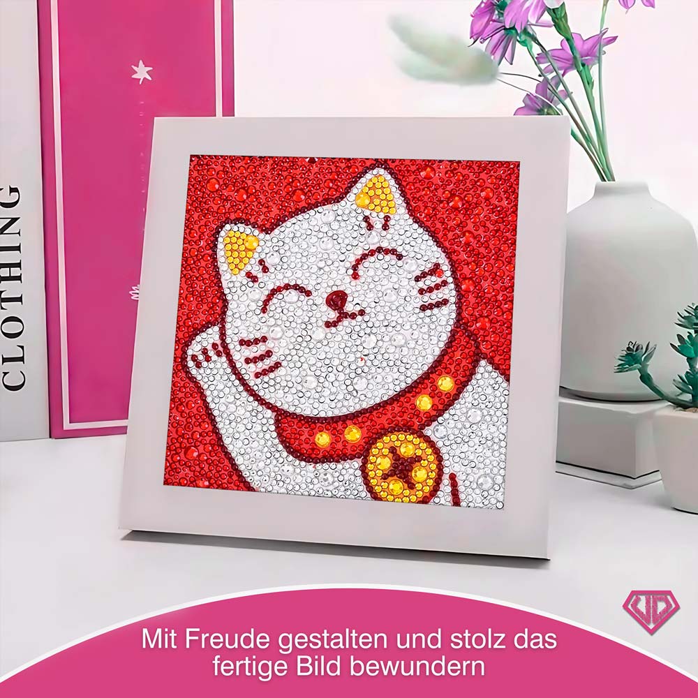 5D  Diamond Painting Maneki Miau – Glückskatze mit Strasssteinchen, Unique-Diamond