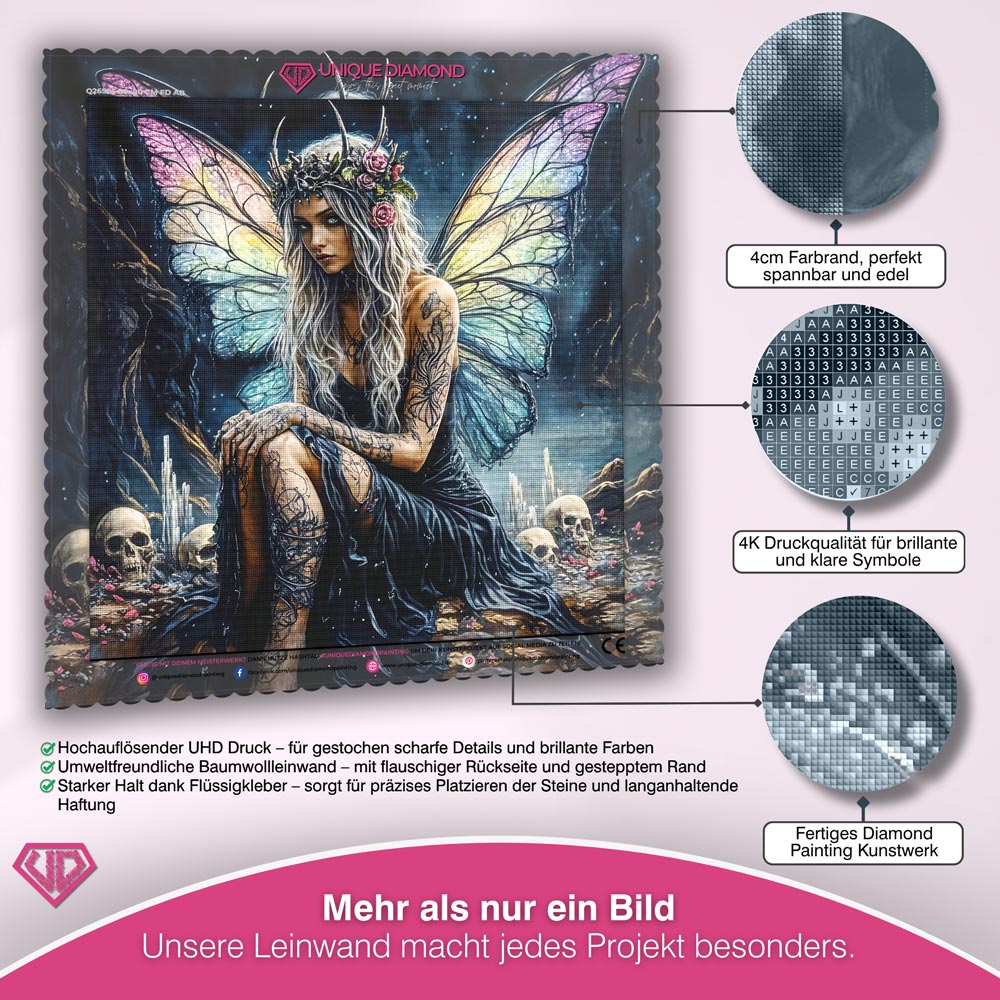 5D Diamond Painting –  Schattenfee mit Regenbogenflügeln Unique-Diamond