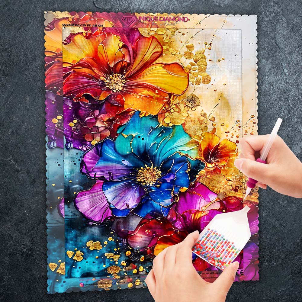 5D Diamond Painting – Colourful Flowers Unique-Diamond
