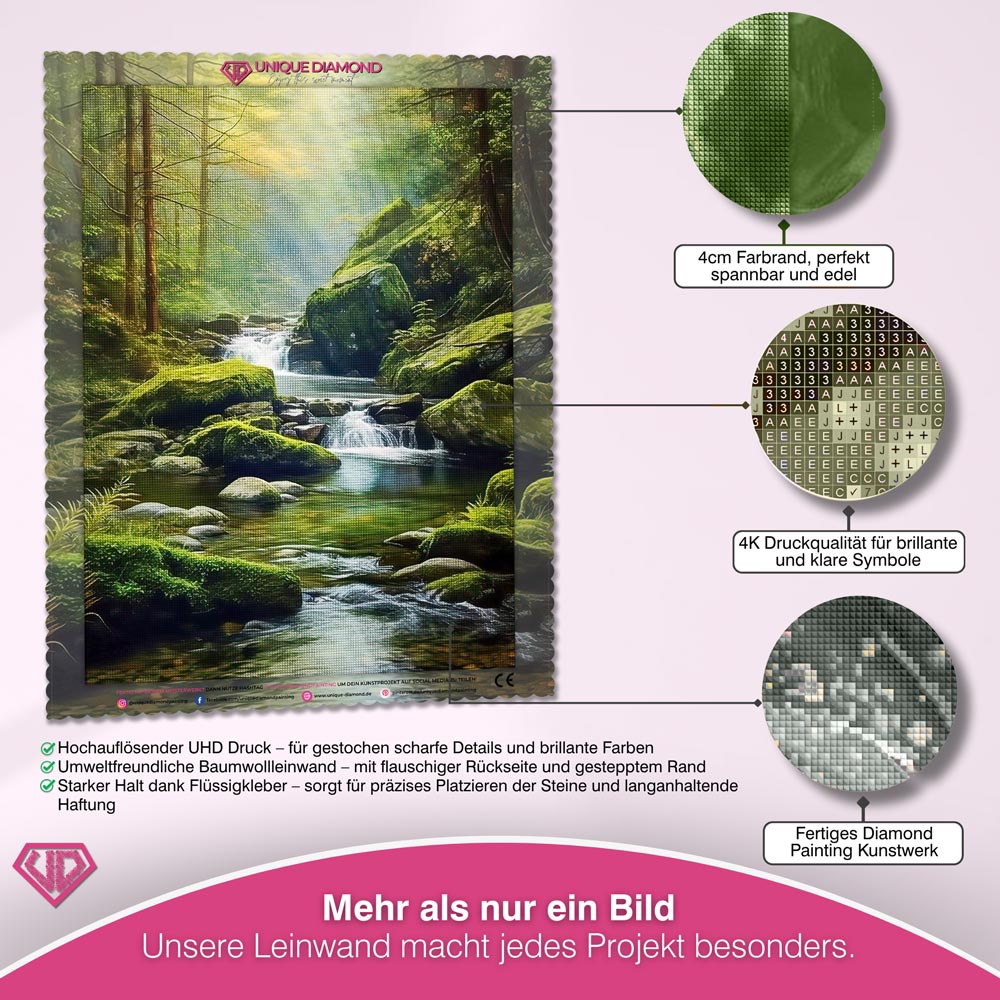5D Diamond Painting – Fluss in den Bergen Unique-Diamond