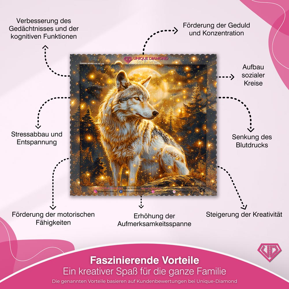 5D Diamond Painting – Lunar Guardian Wolf Unique-Diamond