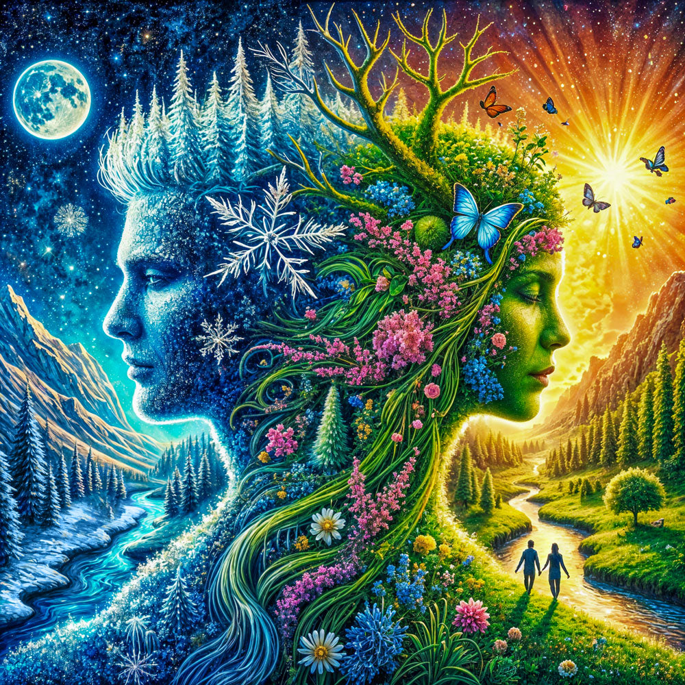 5D Diamond Painting AB Steine – Dualität der Elemente, Unique-Diamond