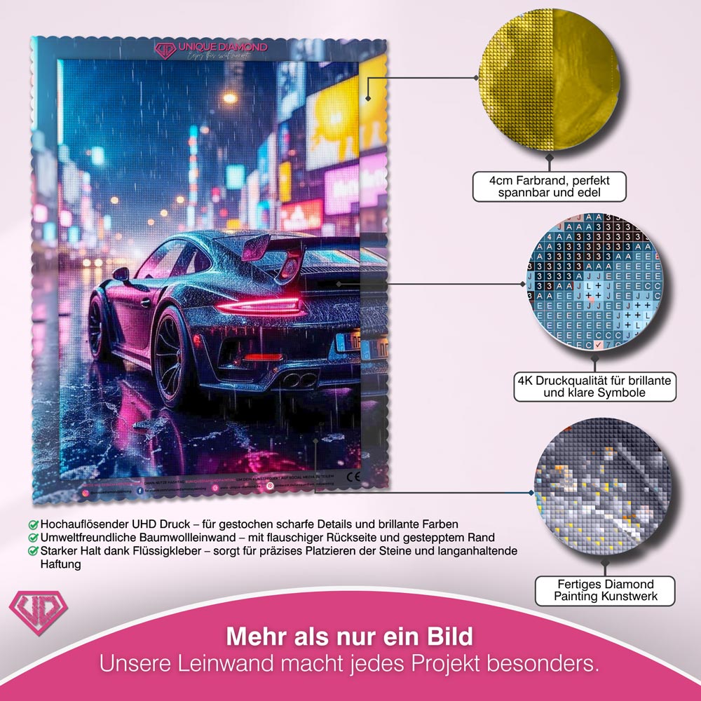 5D Diamond Painting – Neon Night Drive Unique-Diamond
