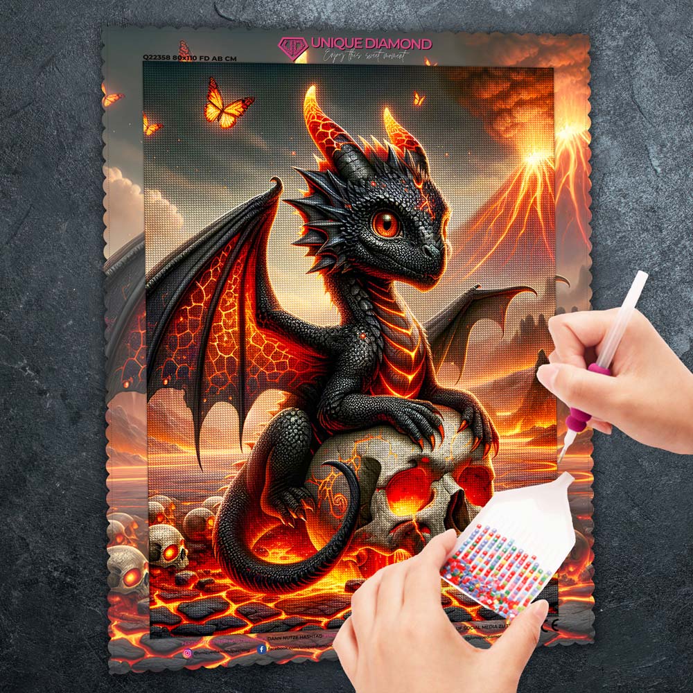 5D Diamond Painting – Pyrrhus, Wächter der Glut Unique-Diamond