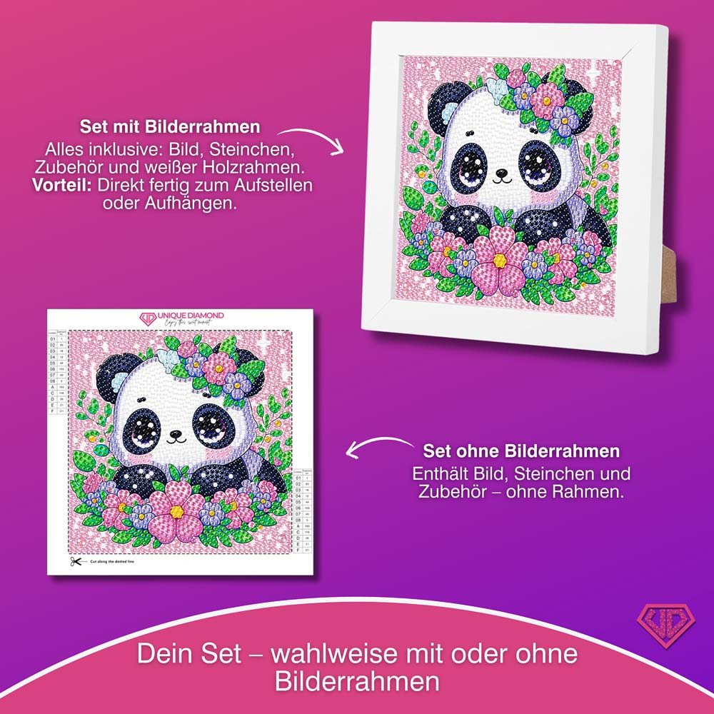 5D Diamond Painting Blütenpanda Lian mit Strasssteinchen