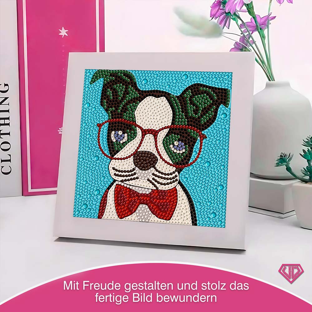 5D Diamond Painting Brillenhund Sir Henry mit Strasssteine, Unique-Diamond