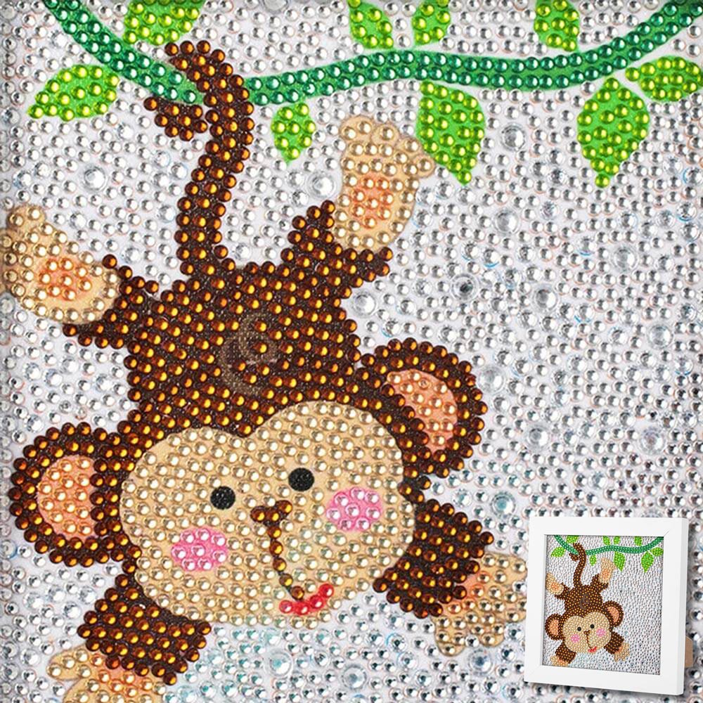 5D Diamond Painting Dschungelspaß mit Chico mit Strasssteinchen, Unique-Diamond