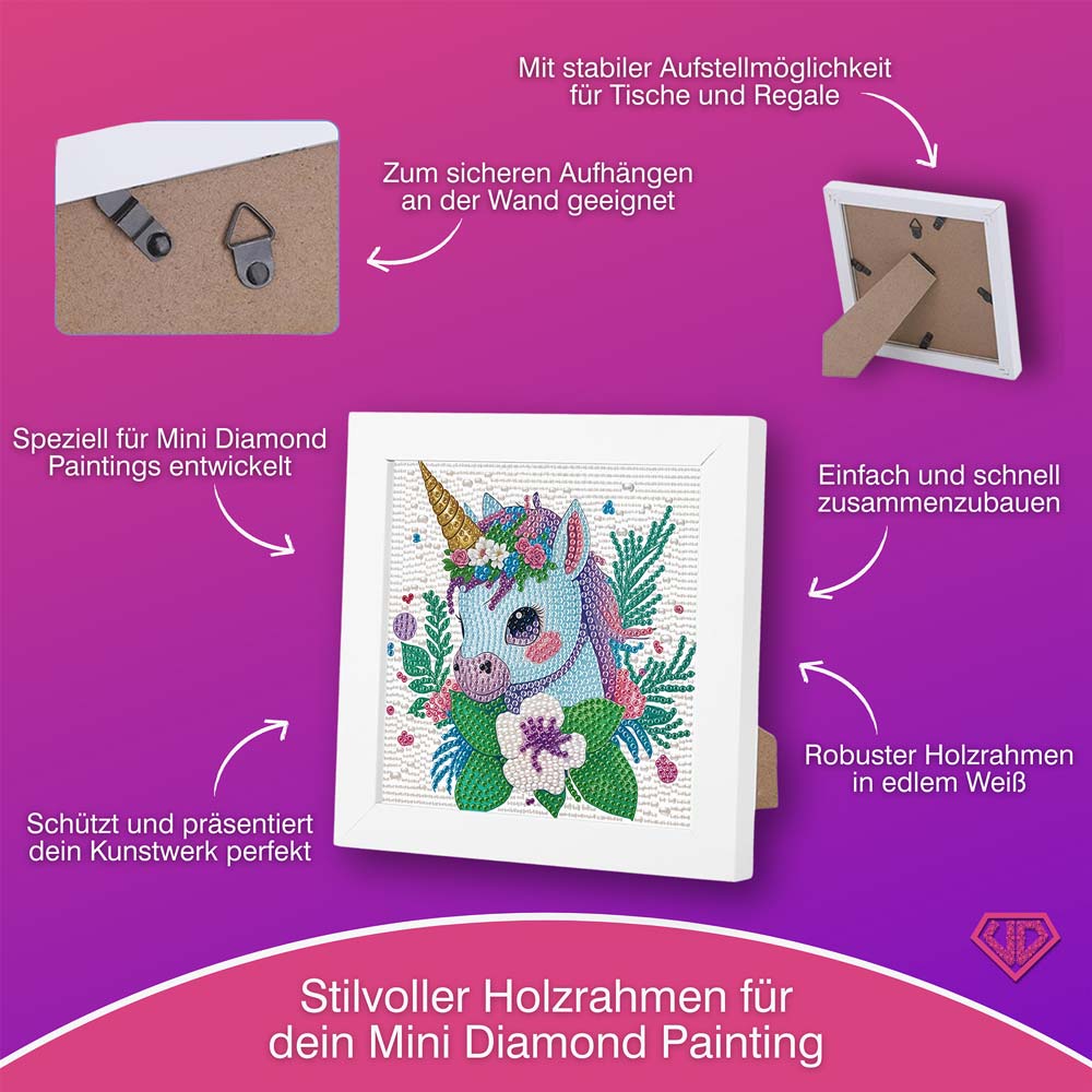 5D Diamond Painting Einhorn Elina im Blütenzauber mit Strasssteinchen, Unique-Diamond