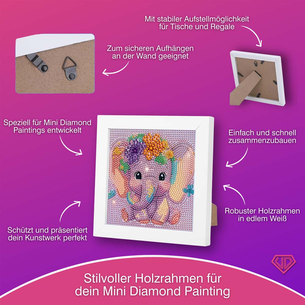5D Diamond Painting Elefantenbaby Ella mit Strasssteinchen, Unique-Diamond