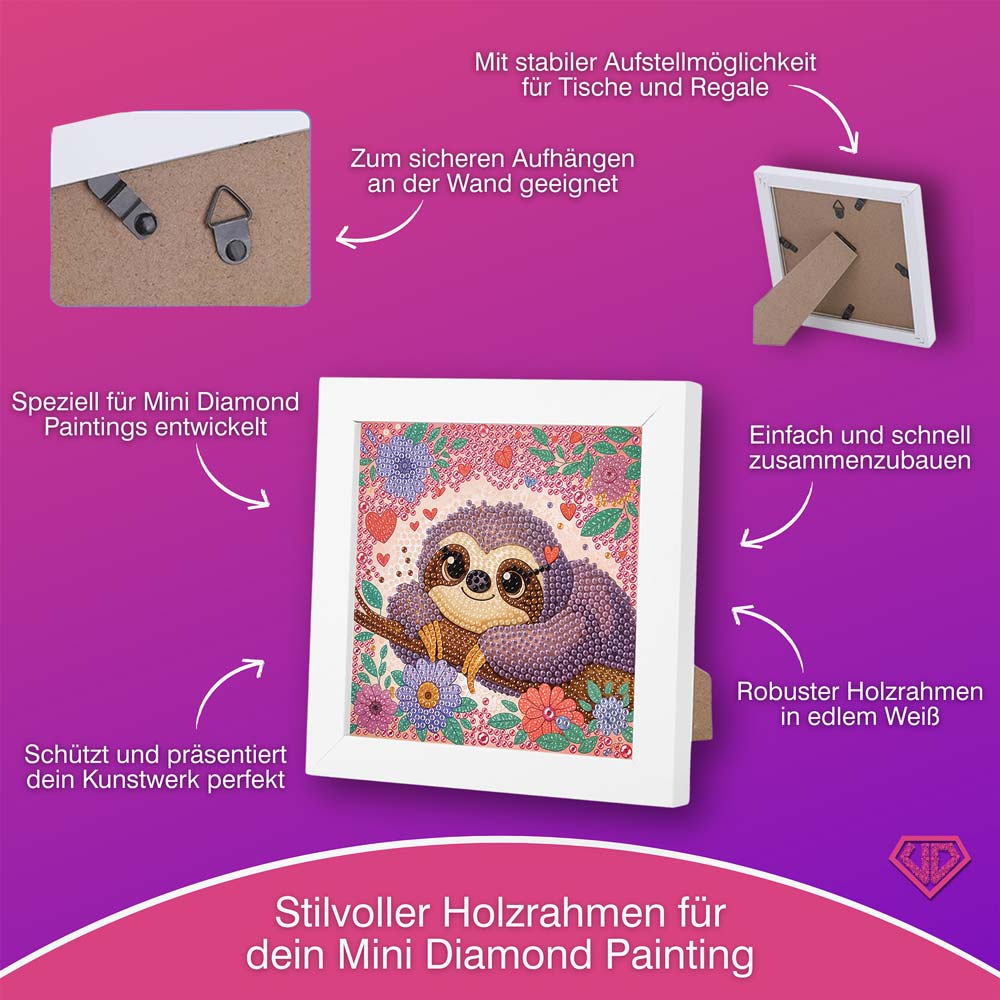 5D Diamond Painting Faultier Flora im Blütenzauber mit Strasssteinchen, Unique-Diamond