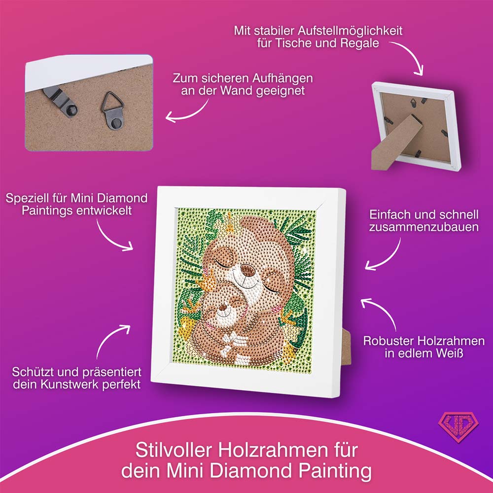 5D Diamond Painting Faultierliebe Mila & Momo mit Strasssteinchen, Unique-Diamond