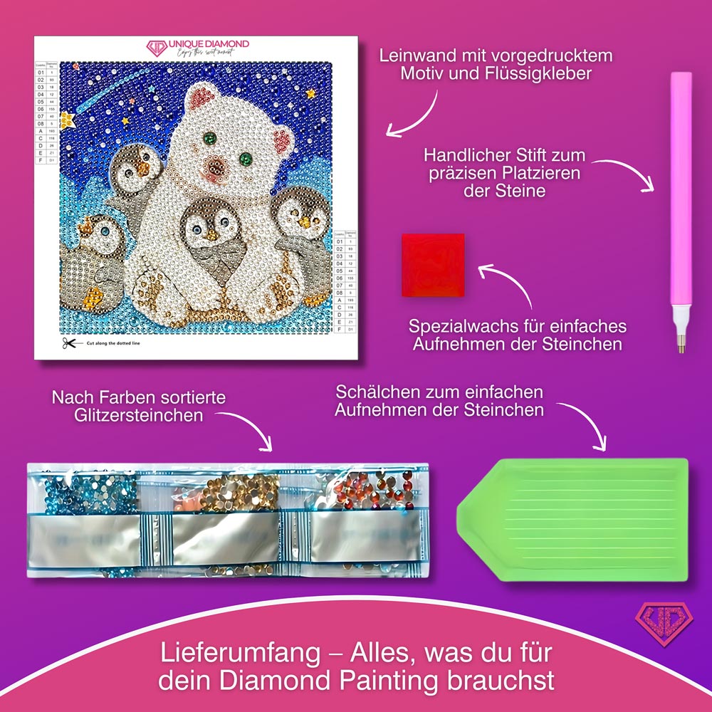 5D Diamond Painting Freunde im Sternenlicht mit Strasssteine, Unique-Diamond