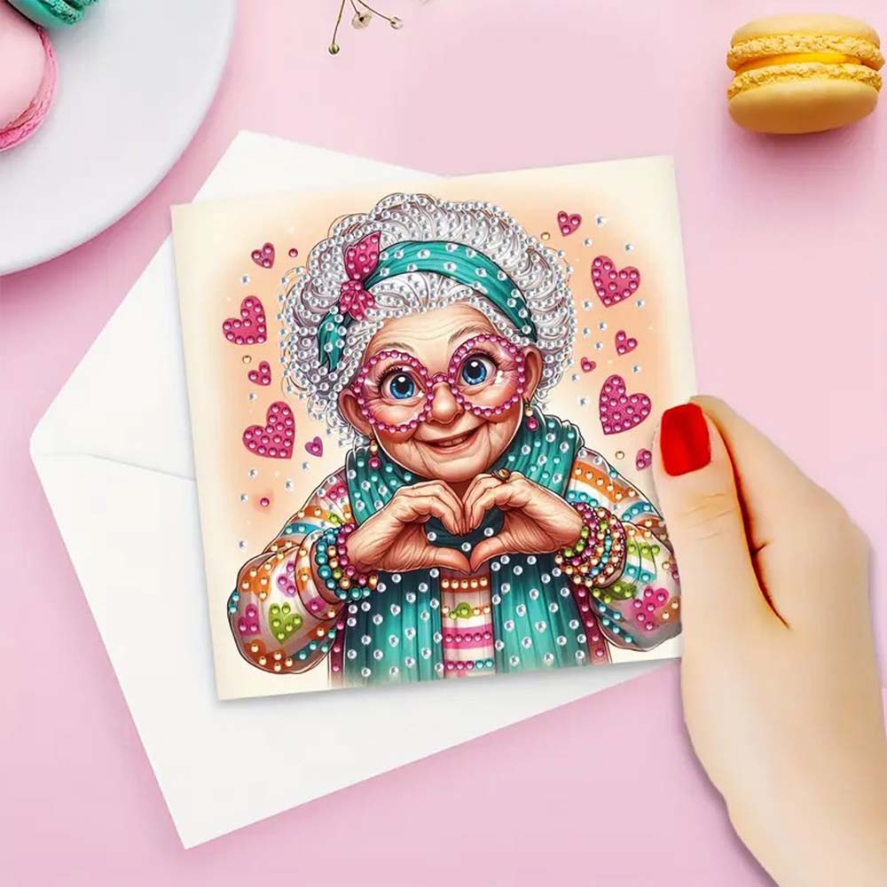 5D Diamond Painting Grußkarten – Herzliche Omas voller Liebe Unique-Diamond