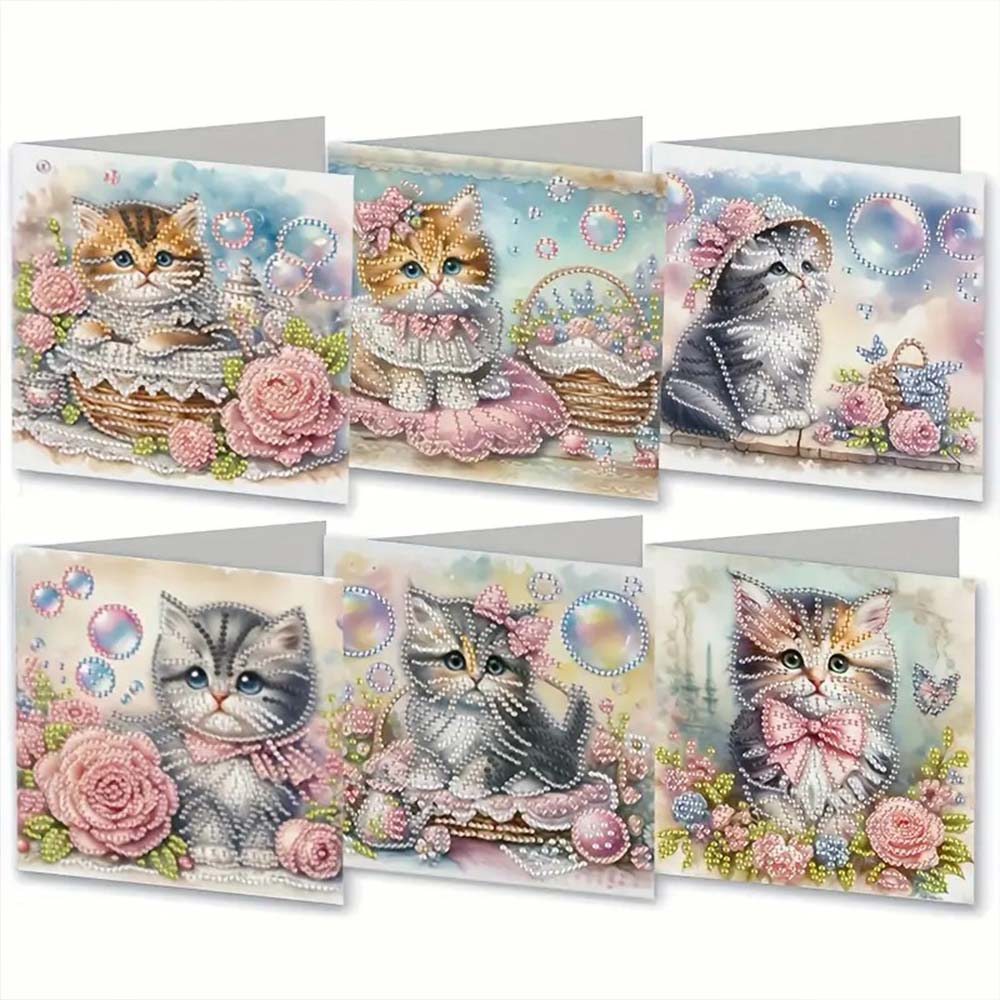 5D Diamond Painting Grußkarten – Kätzchenzauber, Unique-Diamond