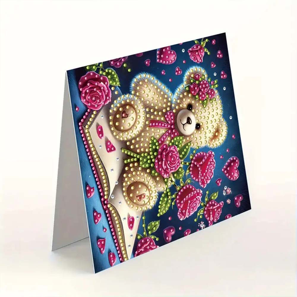 5D Diamond Painting Grußkarten – Liebenswerte Teddybären, Unique-Diamond